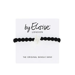 By Eloise London Silver Diamanté Bolt Black