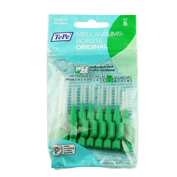 TePe Original Brossettes interdentaires 5 Vertes (0,8 mm) 8 pces